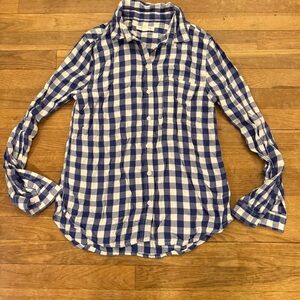 Beach Lunch Lounge blue white long sleeve button-down shirt top size XS
 b6